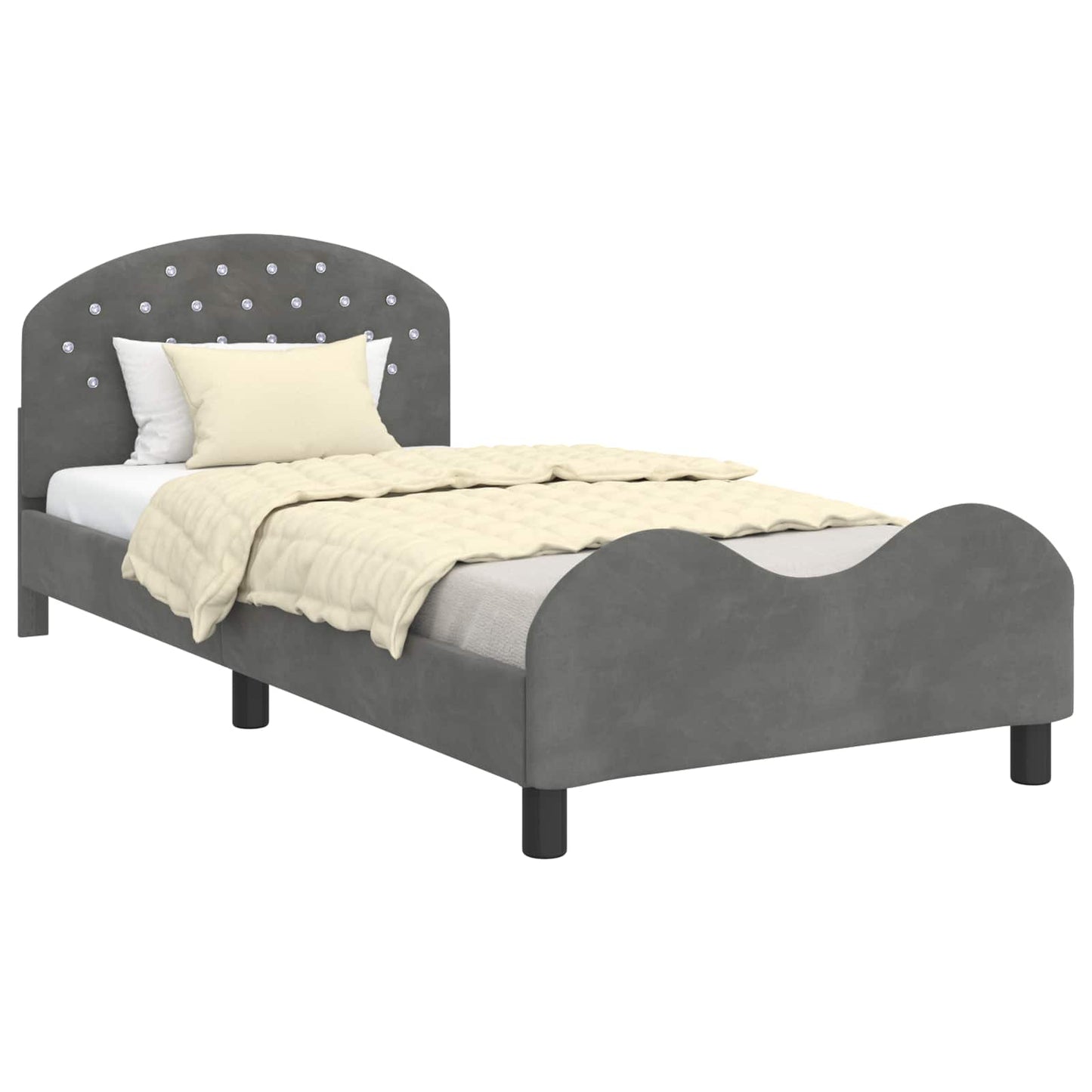 vidaXL Kinderbettgestell mit Kopfteil Dunkelgrau 90 x 200 cm Samt