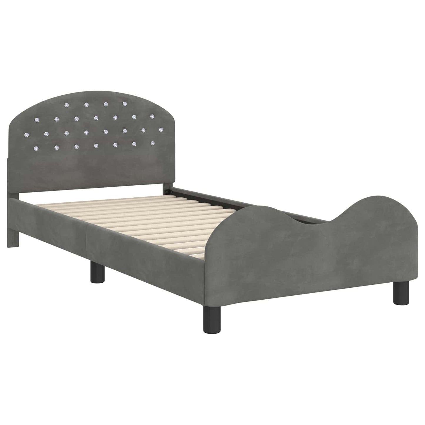 vidaXL Kinderbettgestell mit Kopfteil Dunkelgrau 90 x 200 cm Samt