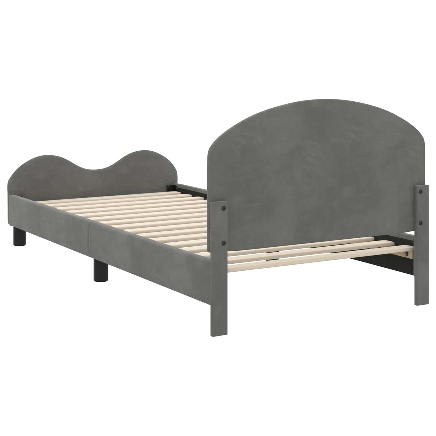 vidaXL Kinderbettgestell mit Kopfteil Dunkelgrau 90 x 200 cm Samt