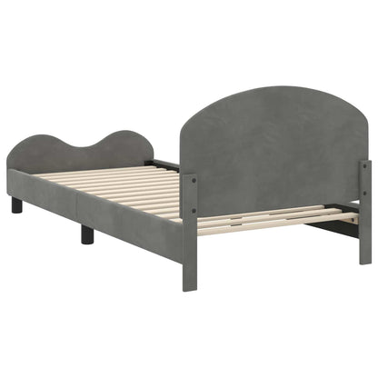 vidaXL Kinderbettgestell mit Kopfteil Dunkelgrau 90 x 200 cm Samt