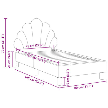 Kinderbettgestell mit Kopfteil Dunkelgrau 70 x 140 cm Samt