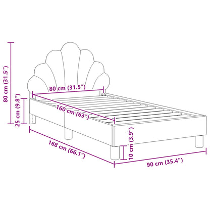 Kinderbettgestell mit Kopfteil Dunkelgrau 80 x 160 cm Samt