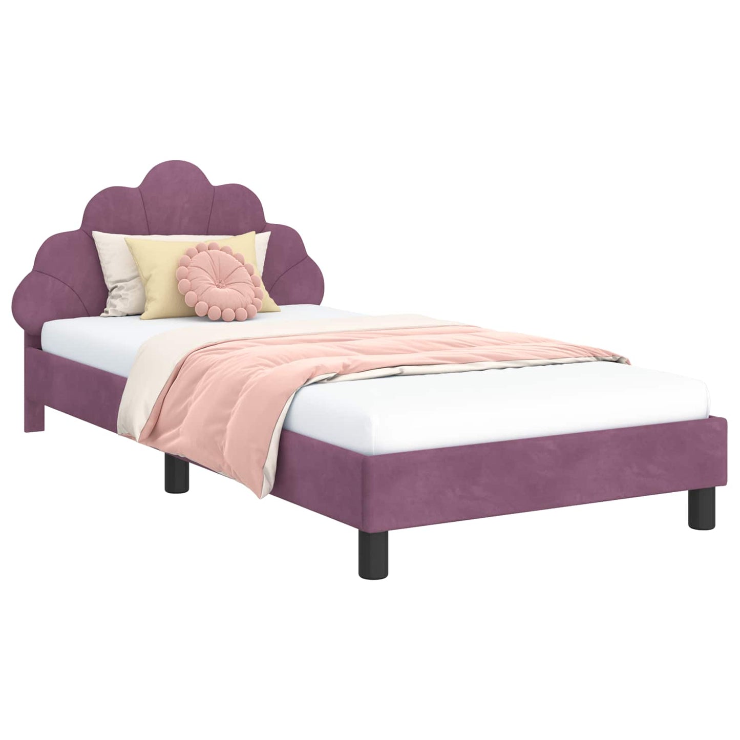 vidaXL Kinderbettgestell mit Kopfteil Lila 90 x 190 cm Samt