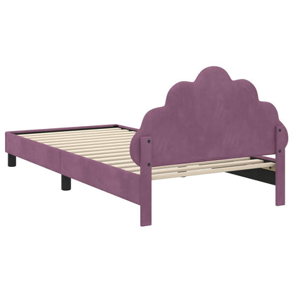 vidaXL Kinderbettgestell mit Kopfteil Lila 90 x 190 cm Samt