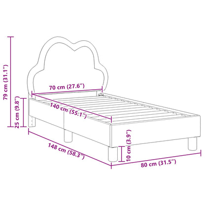 Kinderbettgestell mit Kopfteil Hellgrau 70 x 140 cm PU