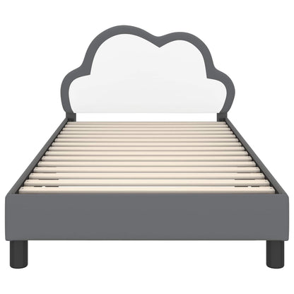 Kinderbettgestell mit Kopfteil Hellgrau 90 x 190 cm PU