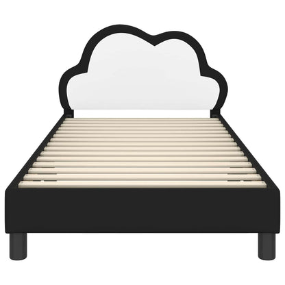 Kinderbettgestell mit Kopfteil Schwarz 90 x 190 cm PU