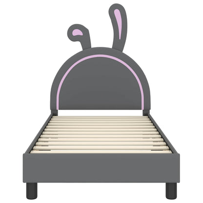 Kinderbettgestell mit Kopfteil Hellgrau 80 x 160 cm PU