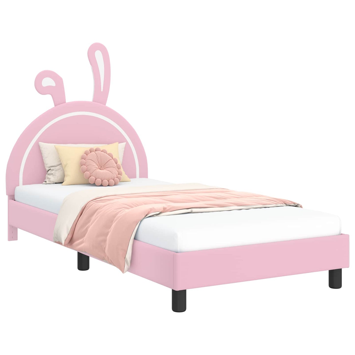 Kinderbettgestell mit Kopfteil mit Kopfteil Rosa 90 x 200 cm PU