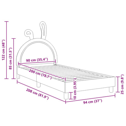 Kinderbettgestell mit Kopfteil mit Kopfteil Rosa 90 x 200 cm PU