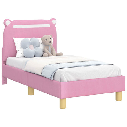 Kinderbettgestell mit Kopfteil Rosa 70 x 140 cm Stoff