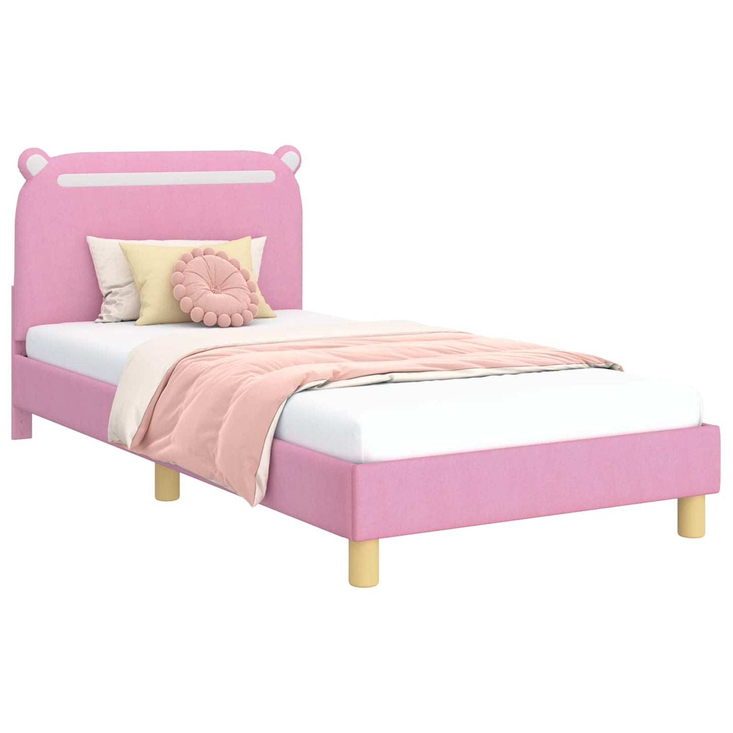 Kinderbettgestell mit Kopfteil Rosa 90 x 190 cm Stoff