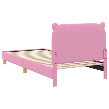 Kinderbettgestell mit Kopfteil Rosa 90 x 190 cm Stoff