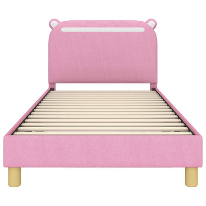 Kinderbettgestell mit Kopfteil Rosa 90 x 190 cm Stoff