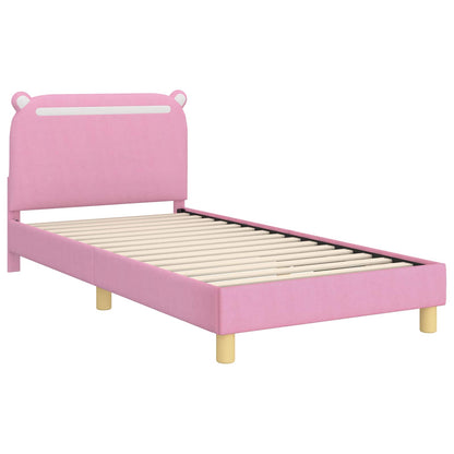 Kinderbettgestell mit Kopfteil Rosa 90 x 200 cm Stoff