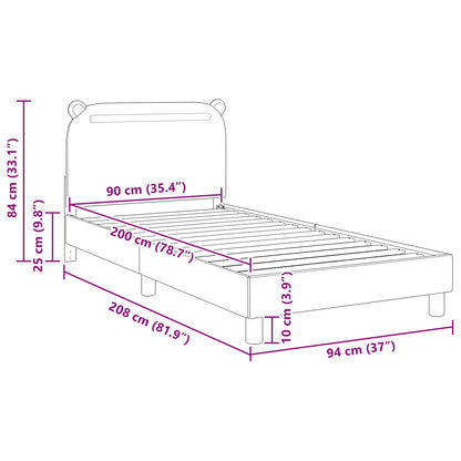 Kinderbettgestell mit Kopfteil Rosa 90 x 200 cm Stoff