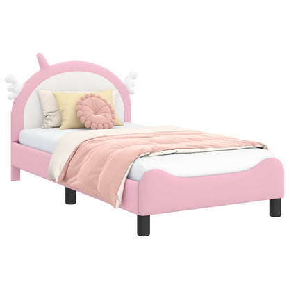 Kinderbettgestell mit Kopfteil mit Kopfteil Rosa 80 x 160 cm PU