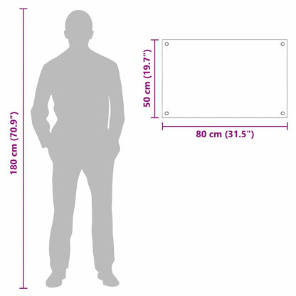 Küchenrückwand Schwarz 80 x 50 cm Gehärtetes Glas