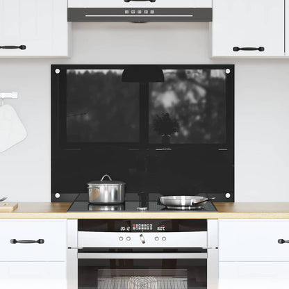 Küchenrückwand Schwarz 80 x 60 cm Gehärtetes Glas