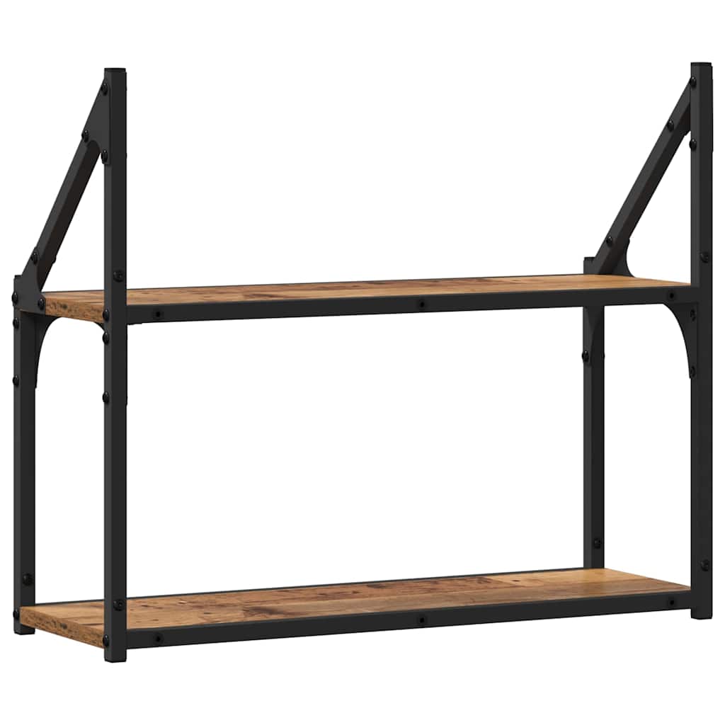 vidaXL Wandregal mit Regal Altholz 60 x 21 x 51 cm Holzwerkstoff