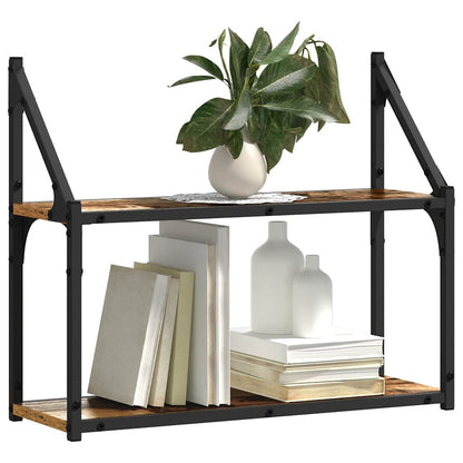 vidaXL Wandregal mit Regal Altholz 60 x 21 x 51 cm Holzwerkstoff