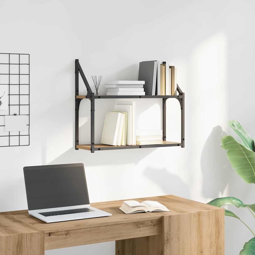 vidaXL Wandregal mit Regal Artisan-Eiche 60 x 21 x 51 cm Holzwerkstoff