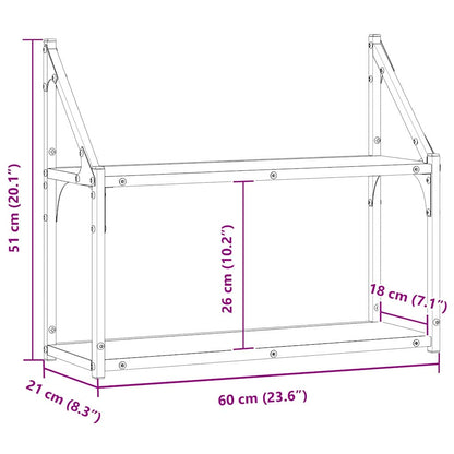 Wandregal Schwarz Eichen-Optik 60 x 21 x 51 cm Holzwerkstoff