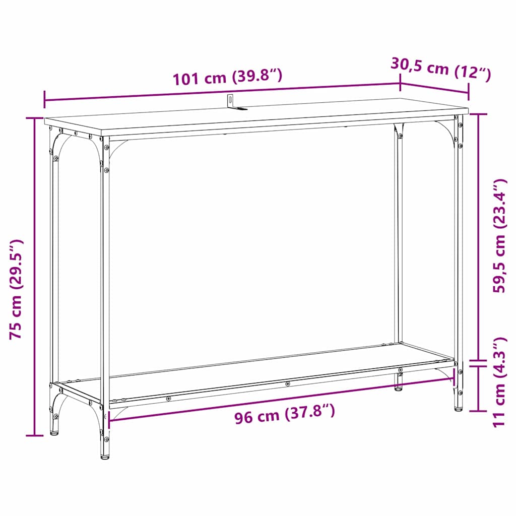 Konsolentisch Artisan-Eiche 101 x 30.5 x 75 cm Holzwerkstoff