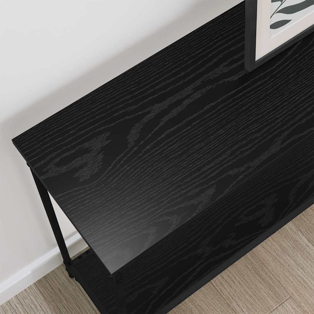 Konsolentisch mit Regal Schwarz Eichen-Optik 101 x 30.5 x 75 cm