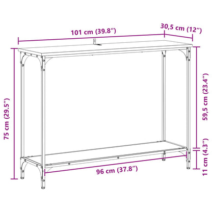 vidaXL Konsolentisch mit Regal Schwarz Eichen-Optik 101 x 30.5 x 75 cm