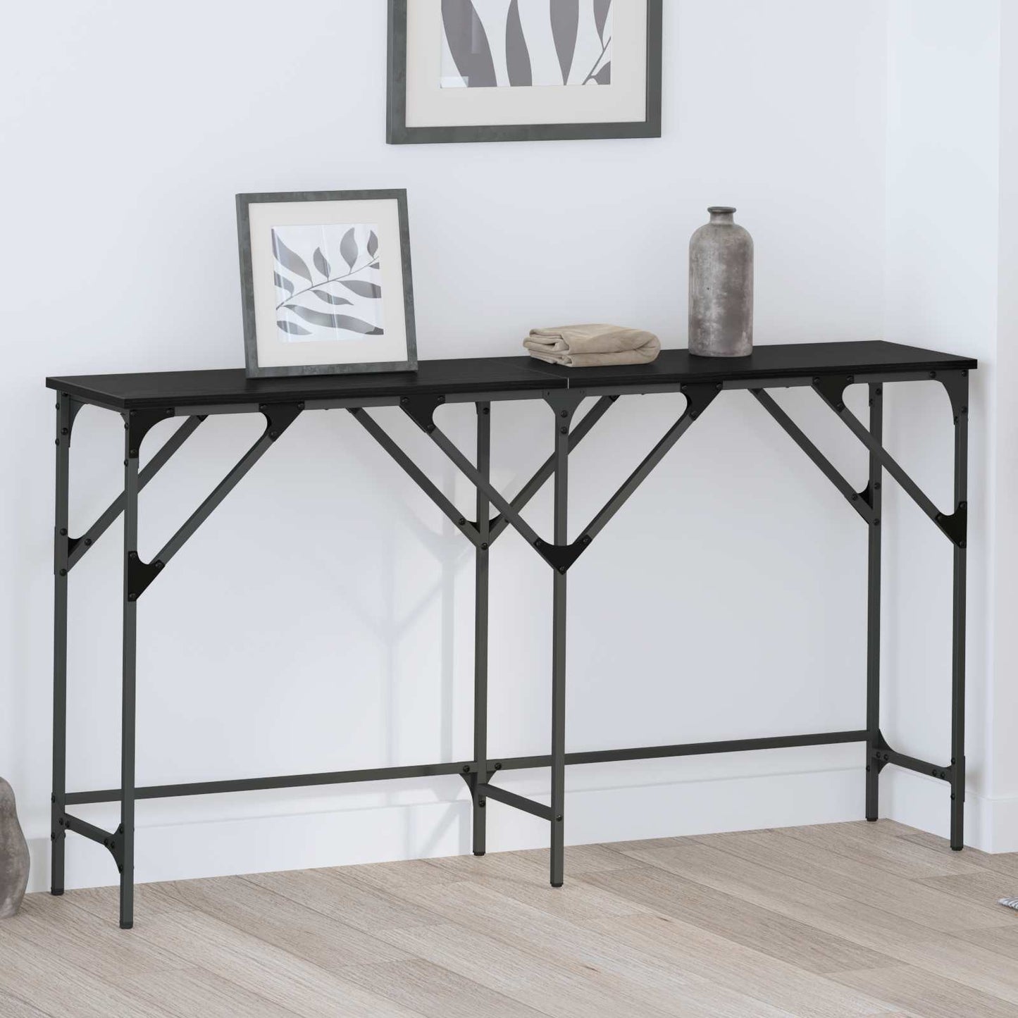 vidaXL Konsolentisch Schwarz Eichen-Optik 140 x 29 x 75 cm