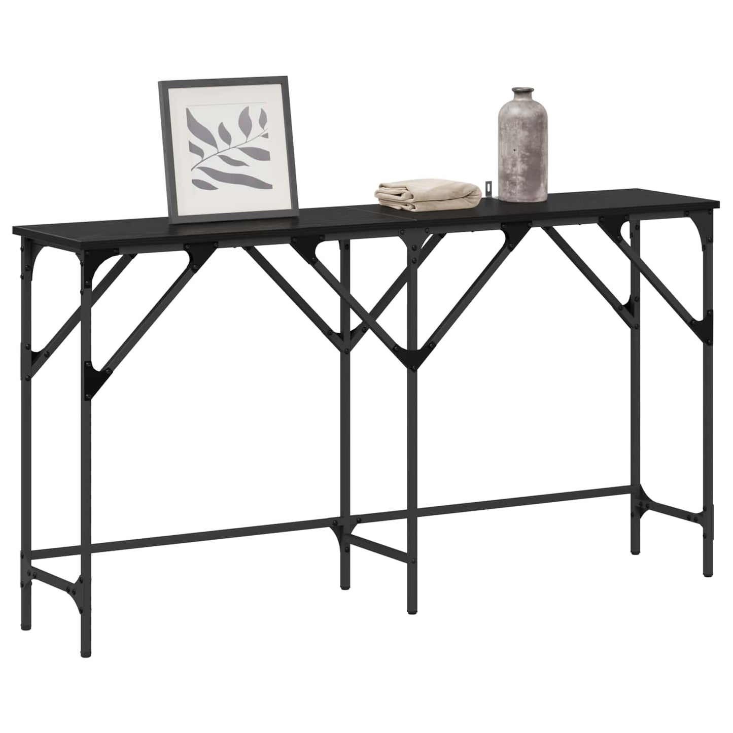 vidaXL Konsolentisch Schwarz Eichen-Optik 140 x 29 x 75 cm