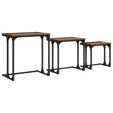 vidaXL Nesting Couchtisch 3 pcs Altholz Holzwerkstoff