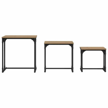 vidaXL Nesting Couchtisch 3 pcs Artisan-Eiche Holzwerkstoff