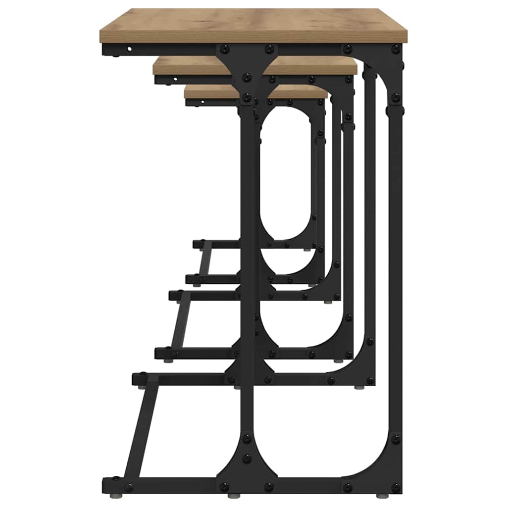 vidaXL Nesting Couchtisch 3 pcs Artisan-Eiche Holzwerkstoff