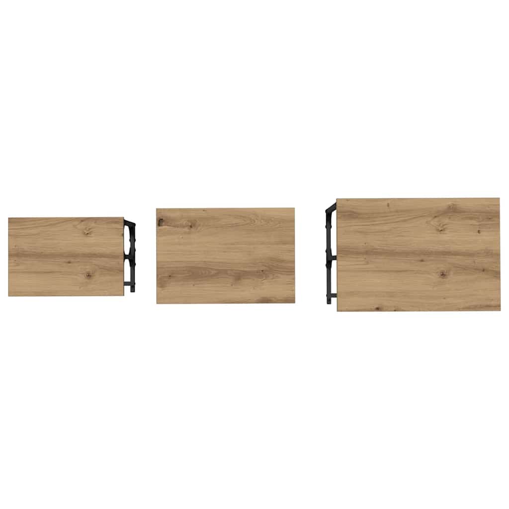vidaXL Nesting Couchtisch 3 pcs Artisan-Eiche Holzwerkstoff