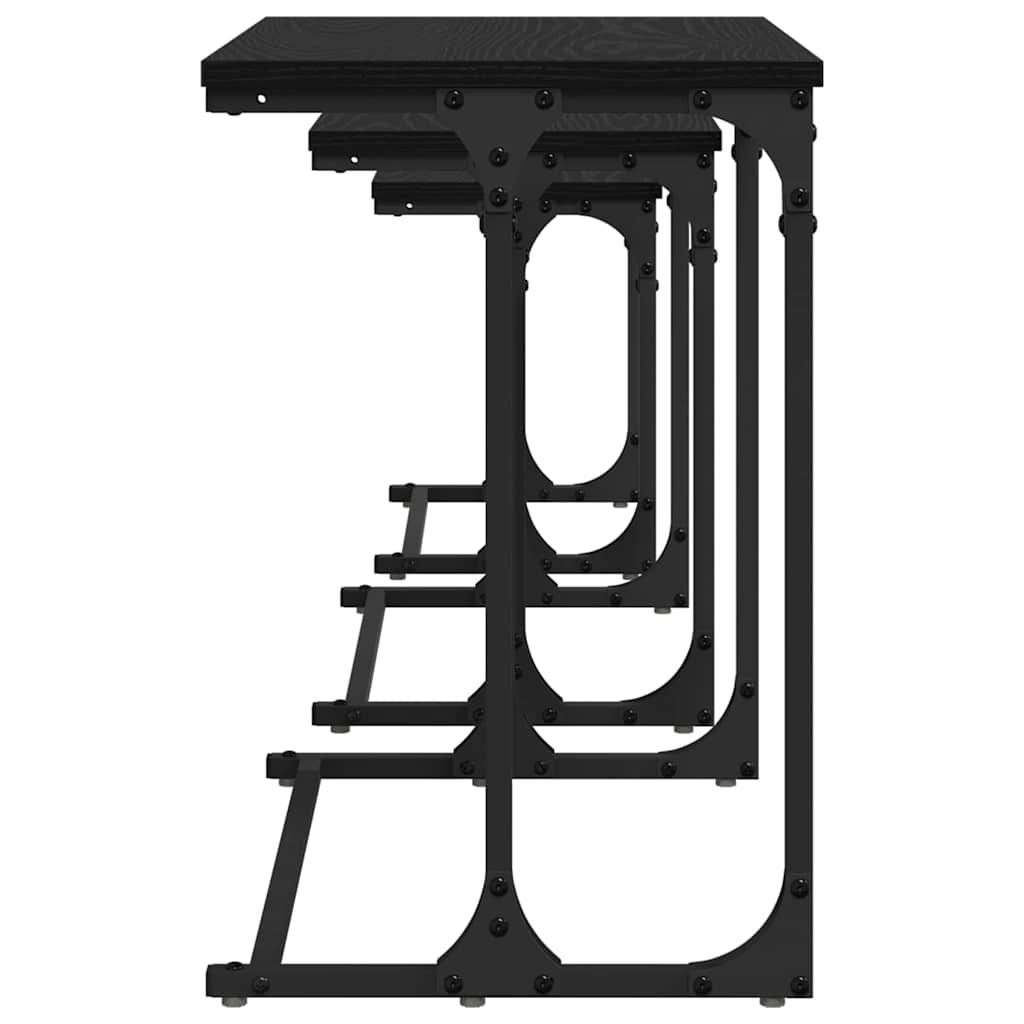 vidaXL Nesting Couchtisch 3 pcs Schwarz Eichen-Optik Holzwerkstoff
