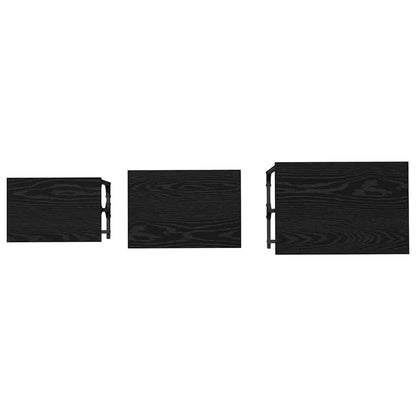 vidaXL Nesting Couchtisch 3 pcs Schwarz Eichen-Optik Holzwerkstoff