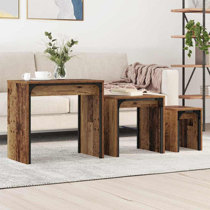 Couchtisch 3 pcs Altholz Holzwerkstoff