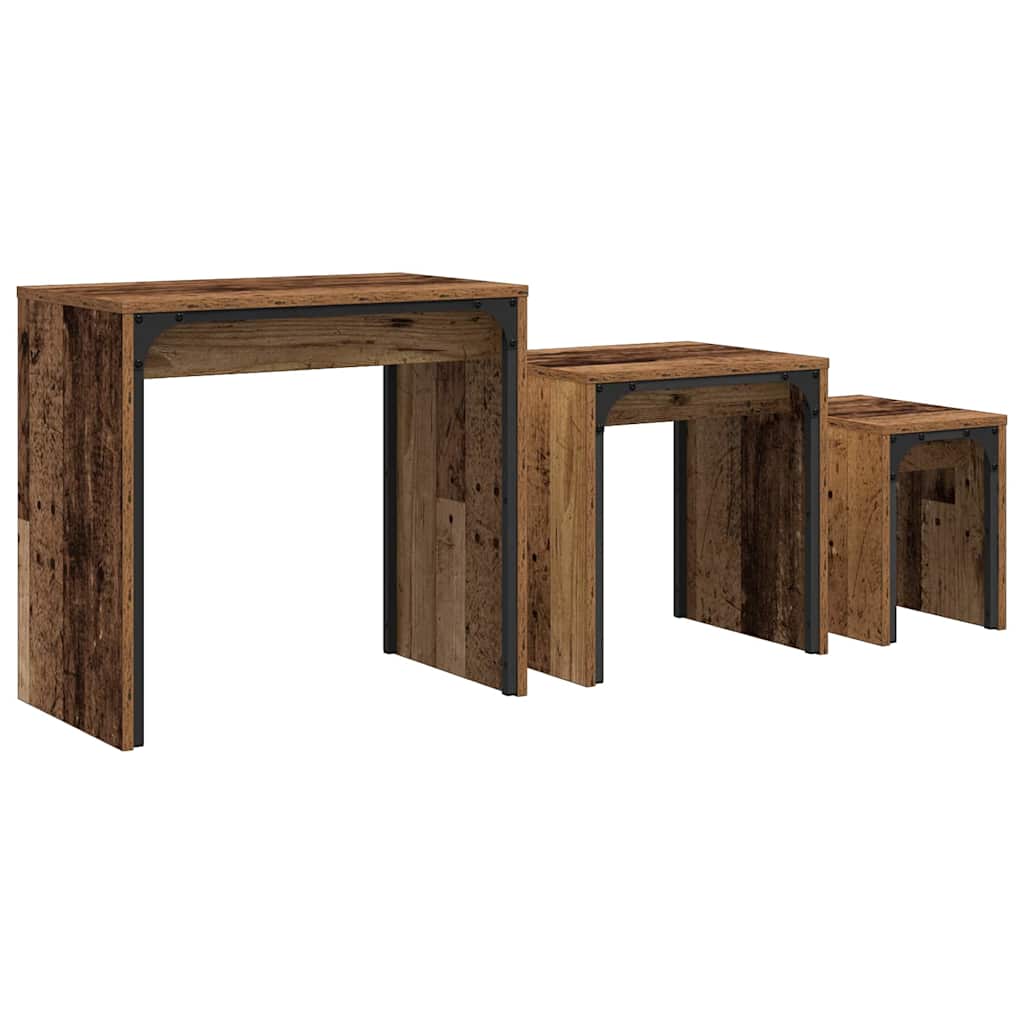 Couchtisch 3 pcs Altholz Holzwerkstoff