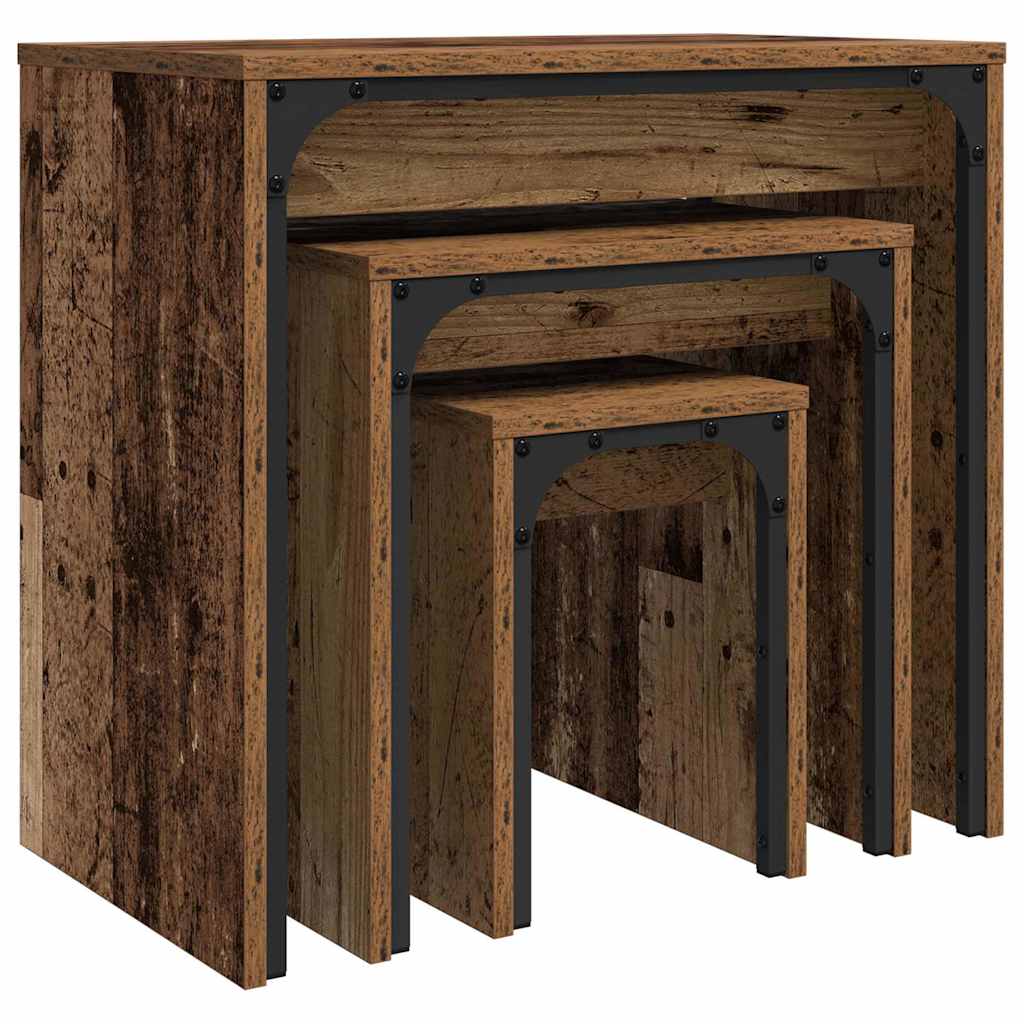 Couchtisch 3 pcs Altholz Holzwerkstoff