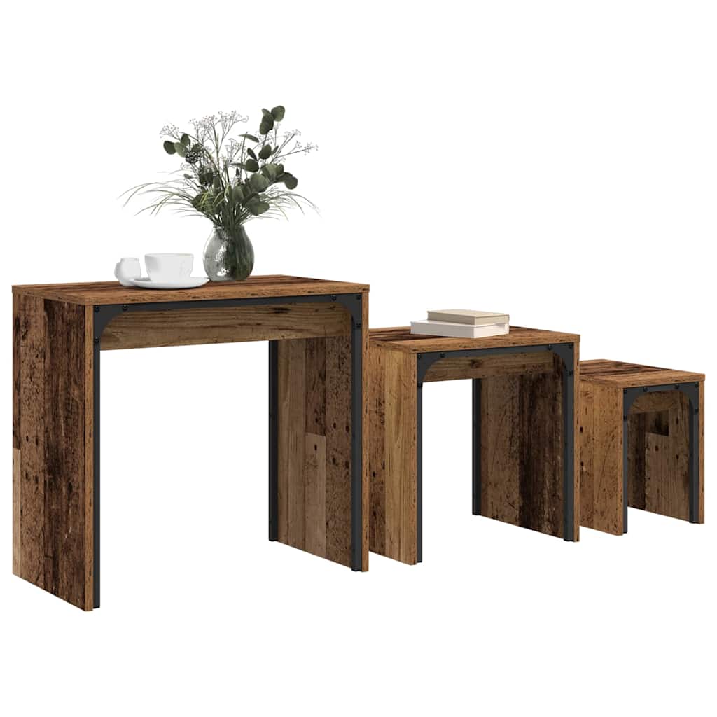 Couchtisch 3 pcs Altholz Holzwerkstoff