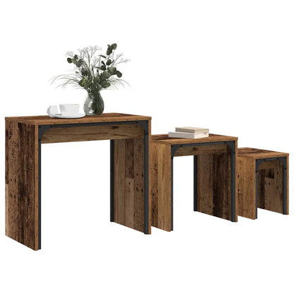 Couchtisch 3 pcs Altholz Holzwerkstoff