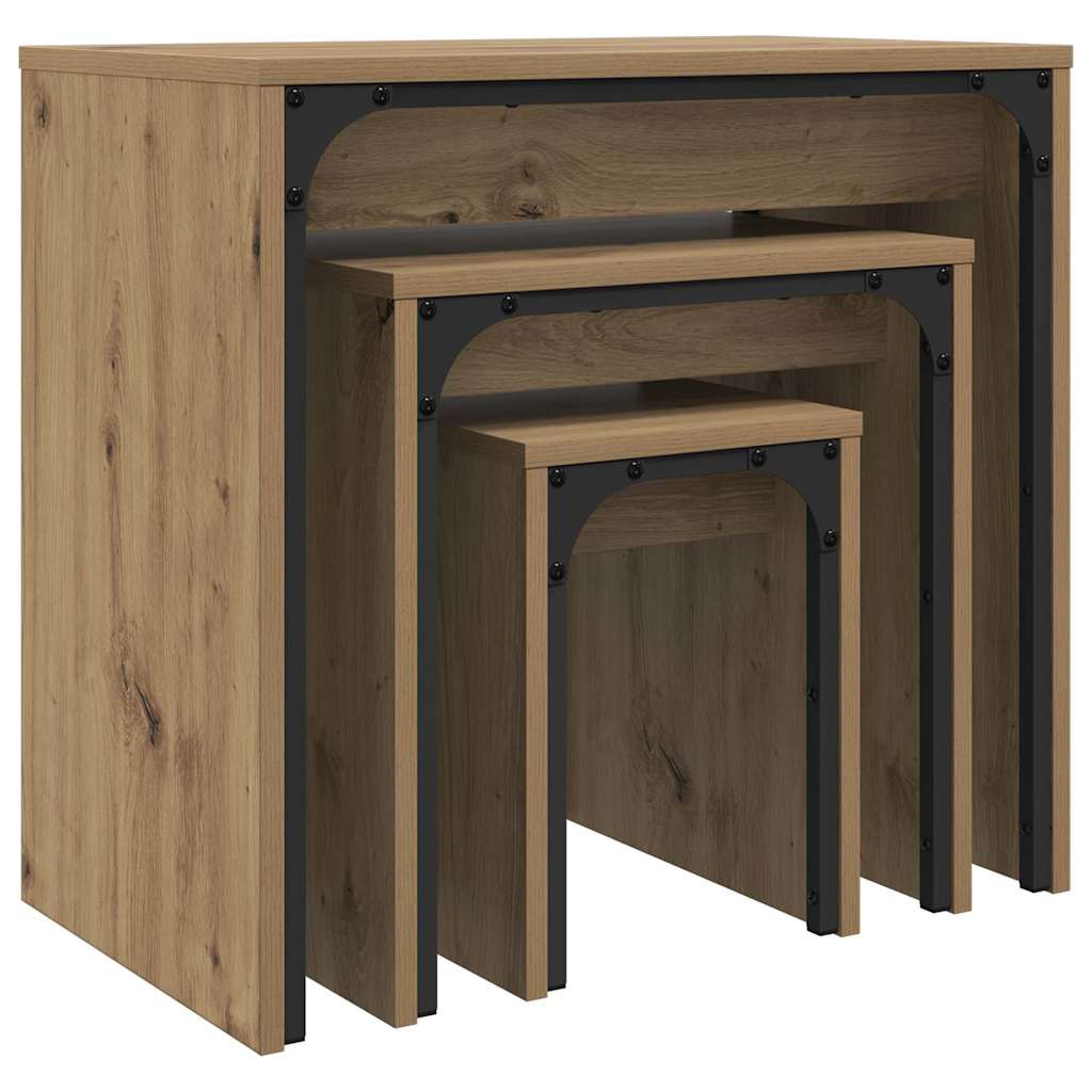 vidaXL Couchtisch 3 pcs Artisan-Eiche Holzwerkstoff