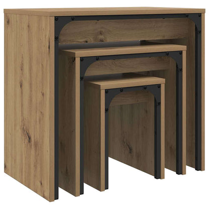 vidaXL Couchtisch 3 pcs Artisan-Eiche Holzwerkstoff