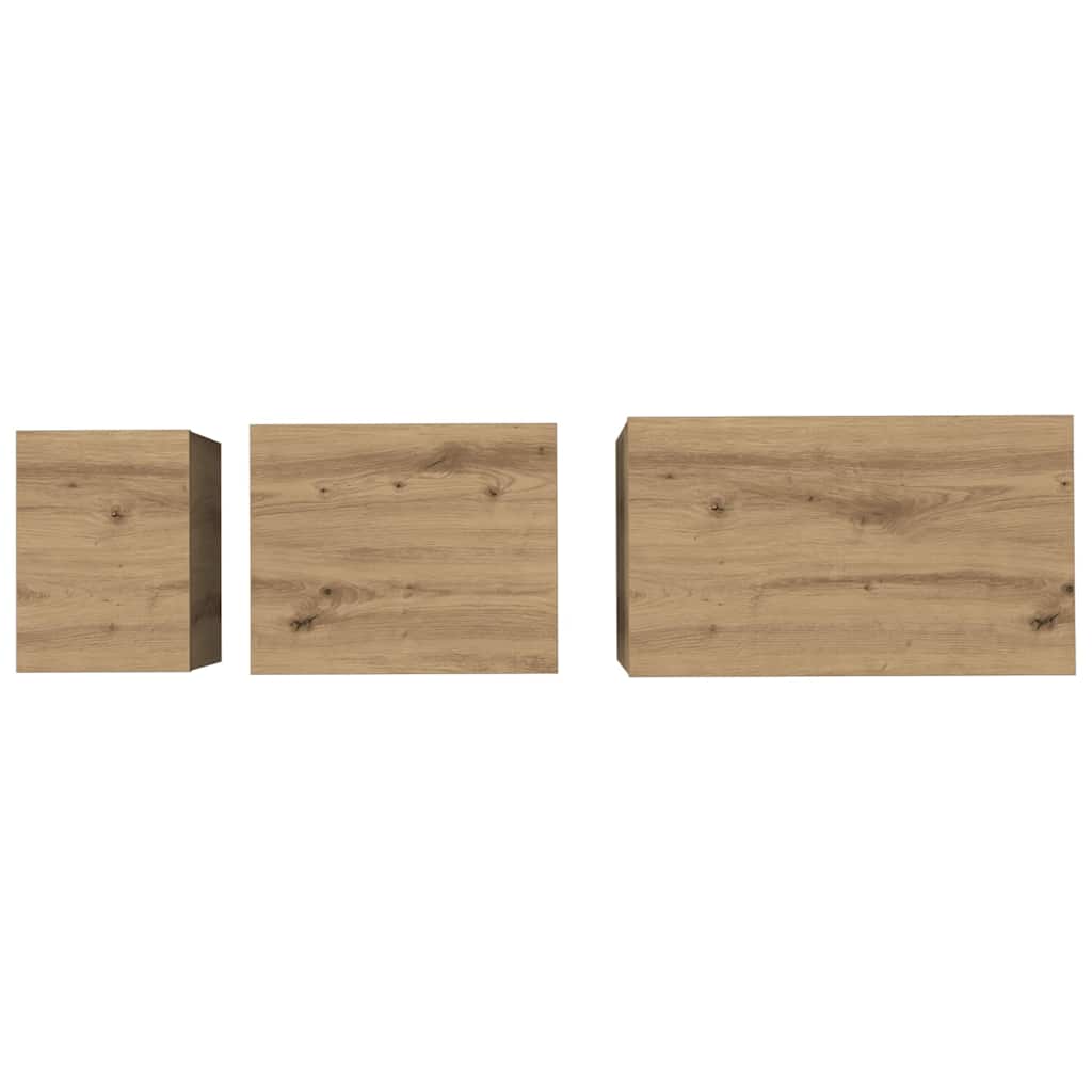 vidaXL Couchtisch 3 pcs Artisan-Eiche Holzwerkstoff