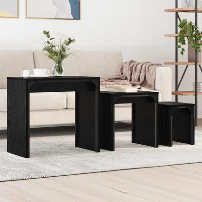 vidaXL Couchtisch 3 pcs Schwarz Eichen-Optik Holzwerkstoff