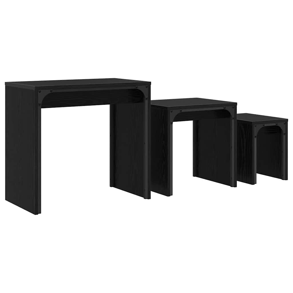 vidaXL Couchtisch 3 pcs Schwarz Eichen-Optik Holzwerkstoff