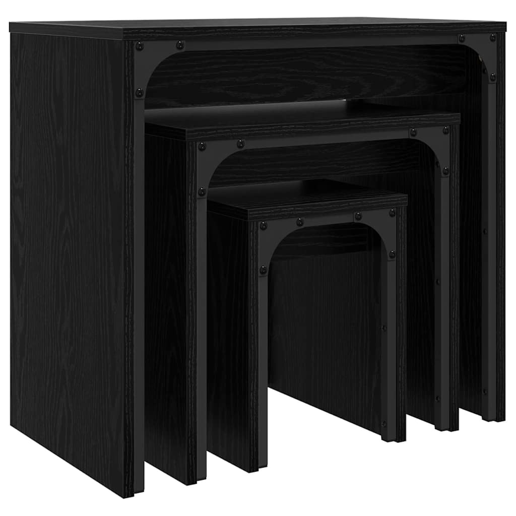 vidaXL Couchtisch 3 pcs Schwarz Eichen-Optik Holzwerkstoff
