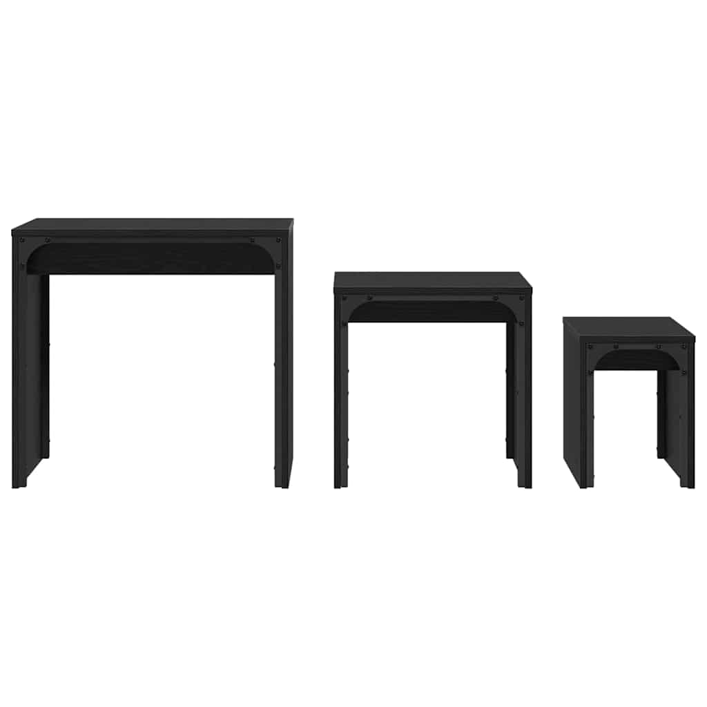 vidaXL Couchtisch 3 pcs Schwarz Eichen-Optik Holzwerkstoff